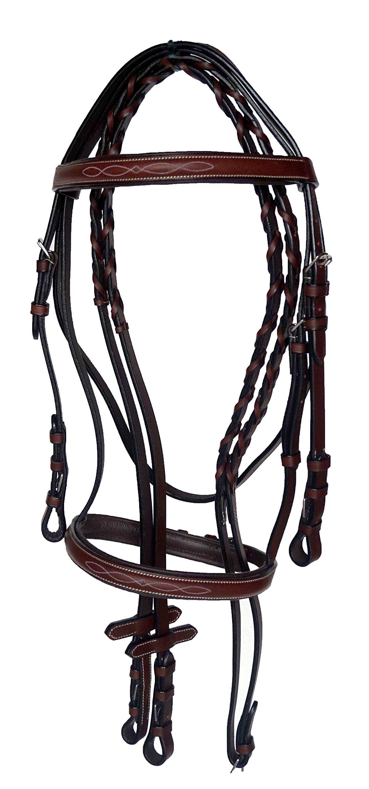 Equitem English Black Padded Leather Bridle with Web Reins 